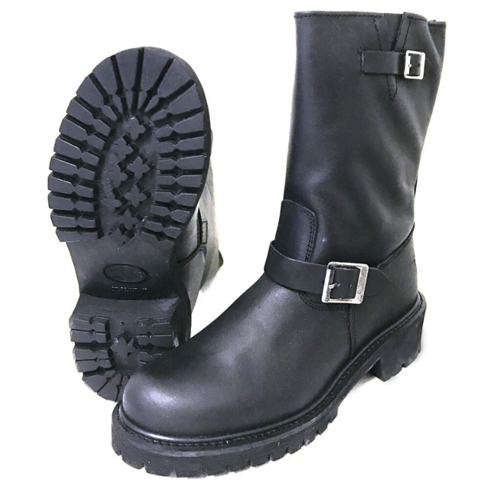 Climate Heavy Duty Leather Engineer Motorcycle Steel Toe Boots in Black, Size 10